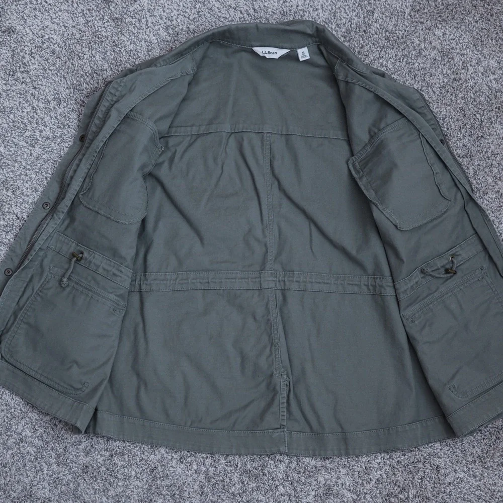 L.L.Bean Utility Chore Jacket Dusty Olive XL Petite Zip Front Pockets‎ Casual - Picture 4 of 11